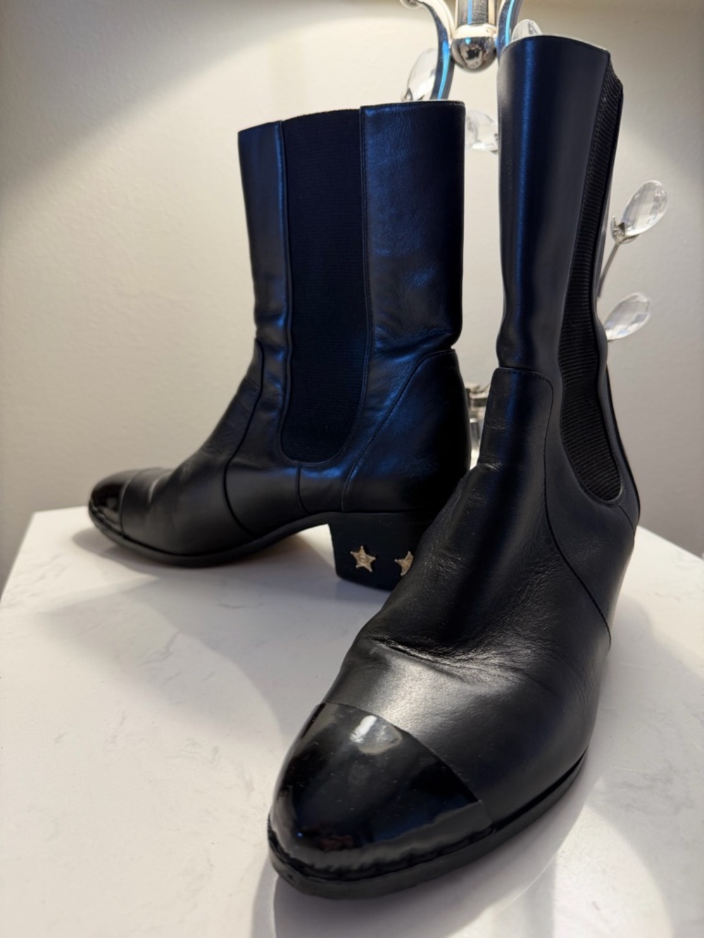 CHANEL Dallas Boots with Star Heel Accent .